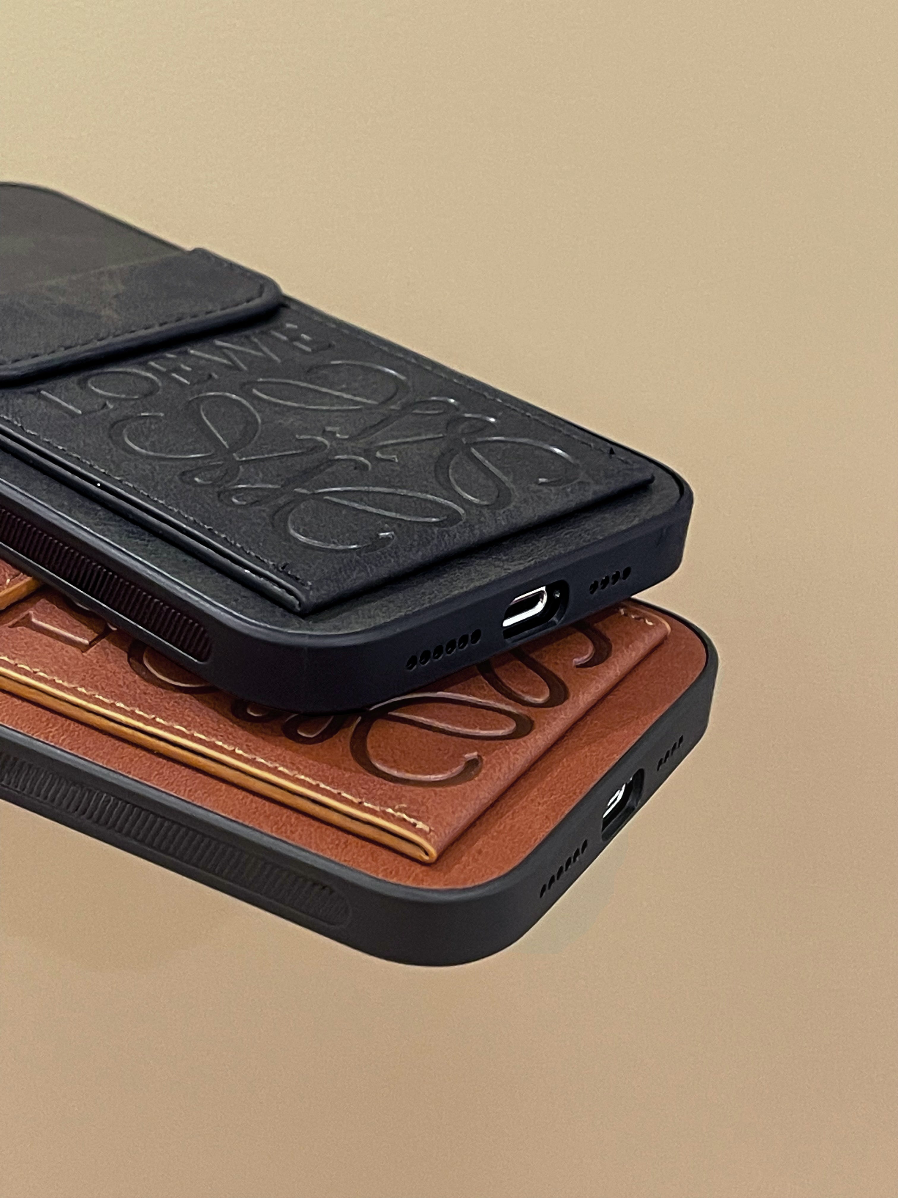 LOEWE iPhone Case With Card Holder Brown-LZP241448 - Bestocase