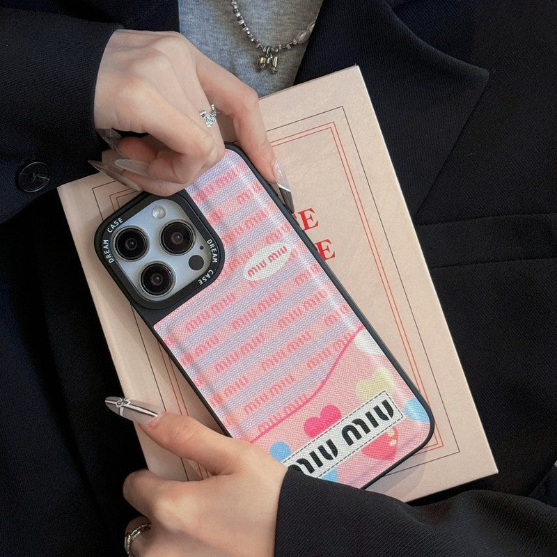 Miu Green & Pink Leather iPhone Case - Bestocase