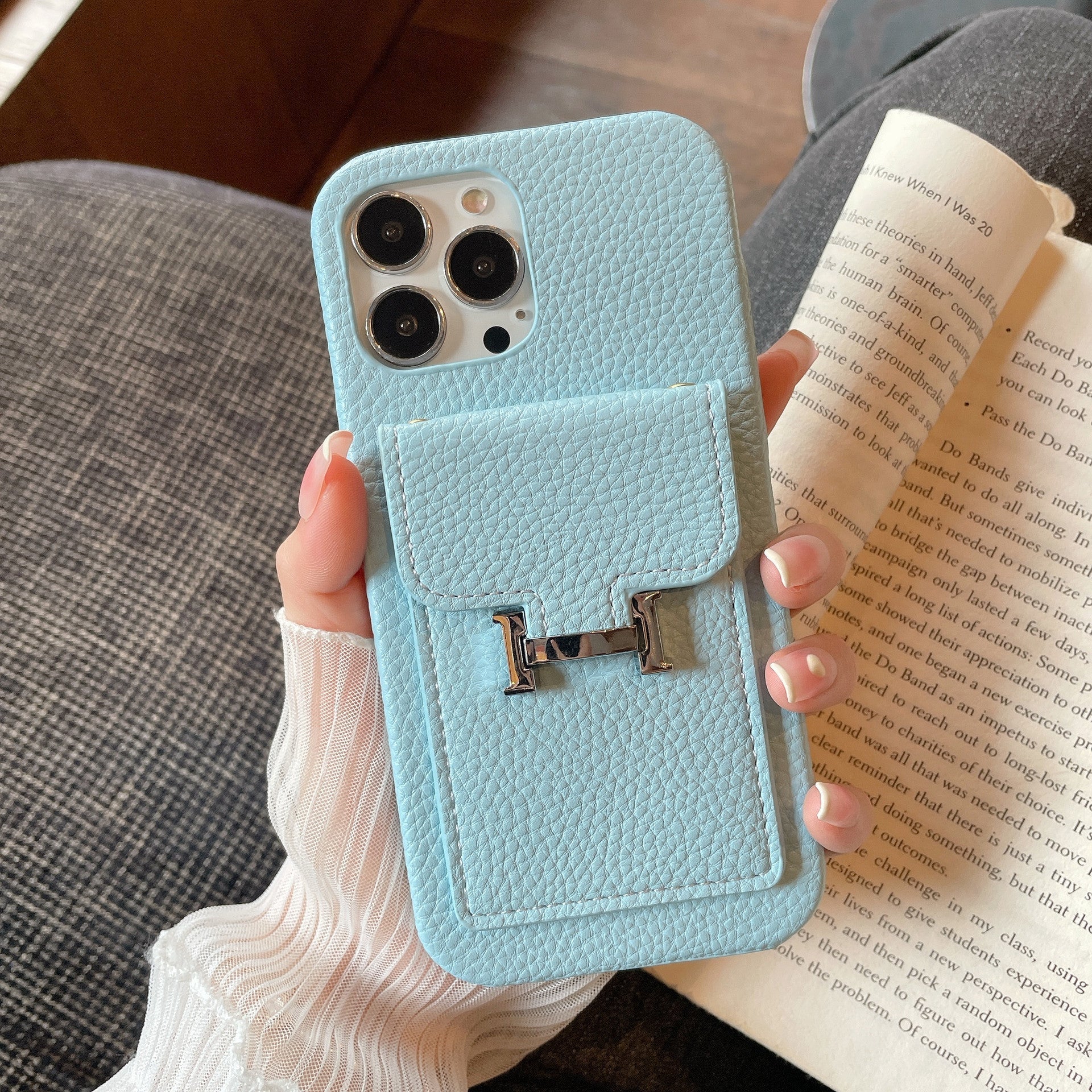 H Card Holder Leather iPhone Case - Bestocase