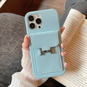 H Card Holder Leather iPhone Case - Bestocase