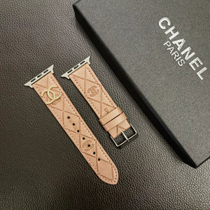 Luxury Gold Monogram 3D Embossed Leather Apple Watch Strap - Bestocase