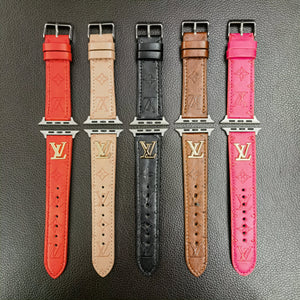 BAND METAL LOGO 3D EMBOSSED MONOGRAM LEATHER APPLE WATCH - Bestocase