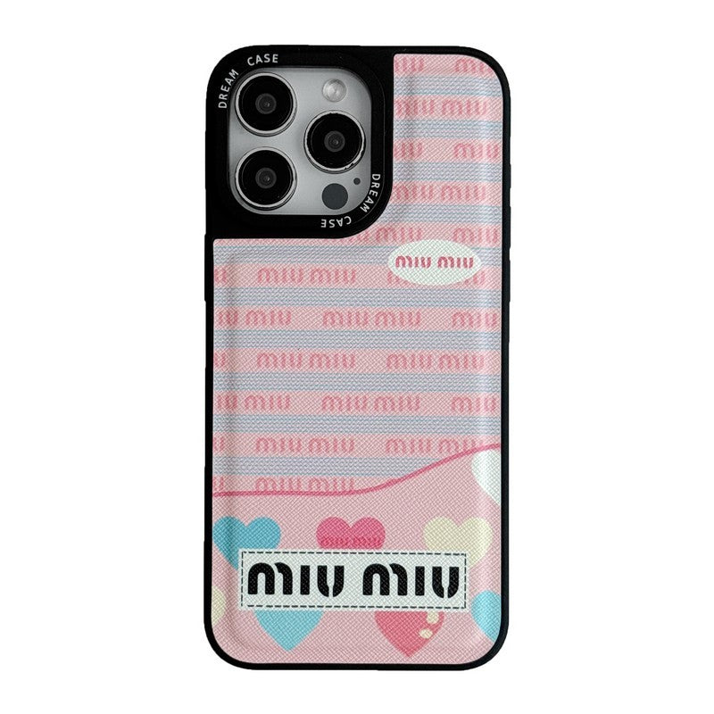 Miu Green & Pink Leather iPhone Case - Bestocase