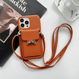 H Card Holder Leather Chain iPhone Case - Bestocase