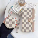 Luxury Monogram Leather Flip Phone Wallet Case With Airpods case Bestocase