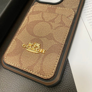 Coach iPhone Case With Card Holder Coffee -KB241416 - Bestocase