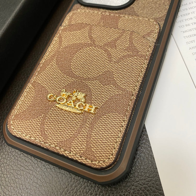 Coach iPhone Case With Card Holder Coffee -KB241416 - Bestocase