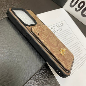Coach iPhone Case With Card Holder Coffee -KB241416 - Bestocase