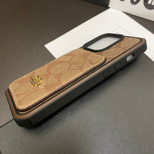 Coach iPhone Case With Card Holder Coffee -KB241416 - Bestocase
