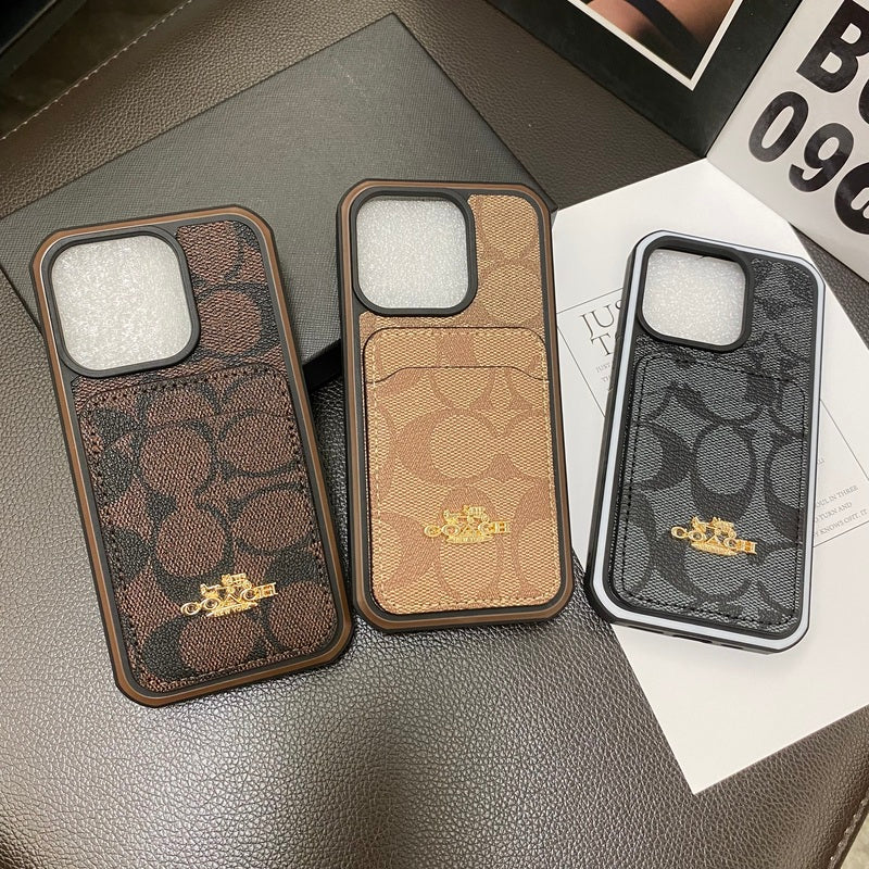 Coach iPhone Case With Card Holder Coffee -KB241416 - Bestocase