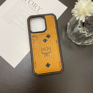 MCM iPhone Case With Card Holder  Yellow-MCK240603 - Bestocase