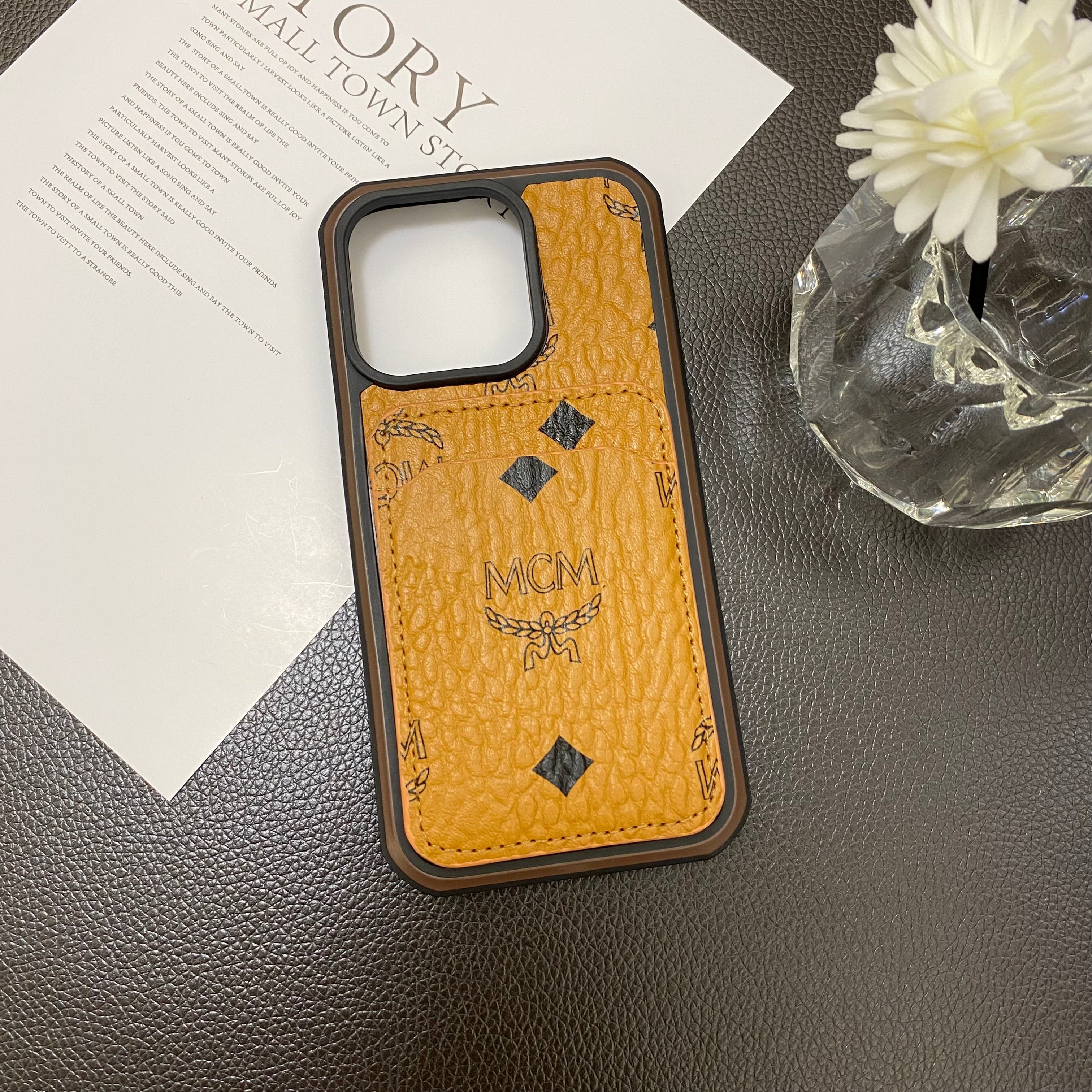 MCM iPhone Case With Card Holder  Yellow-MCK240603 - Bestocase