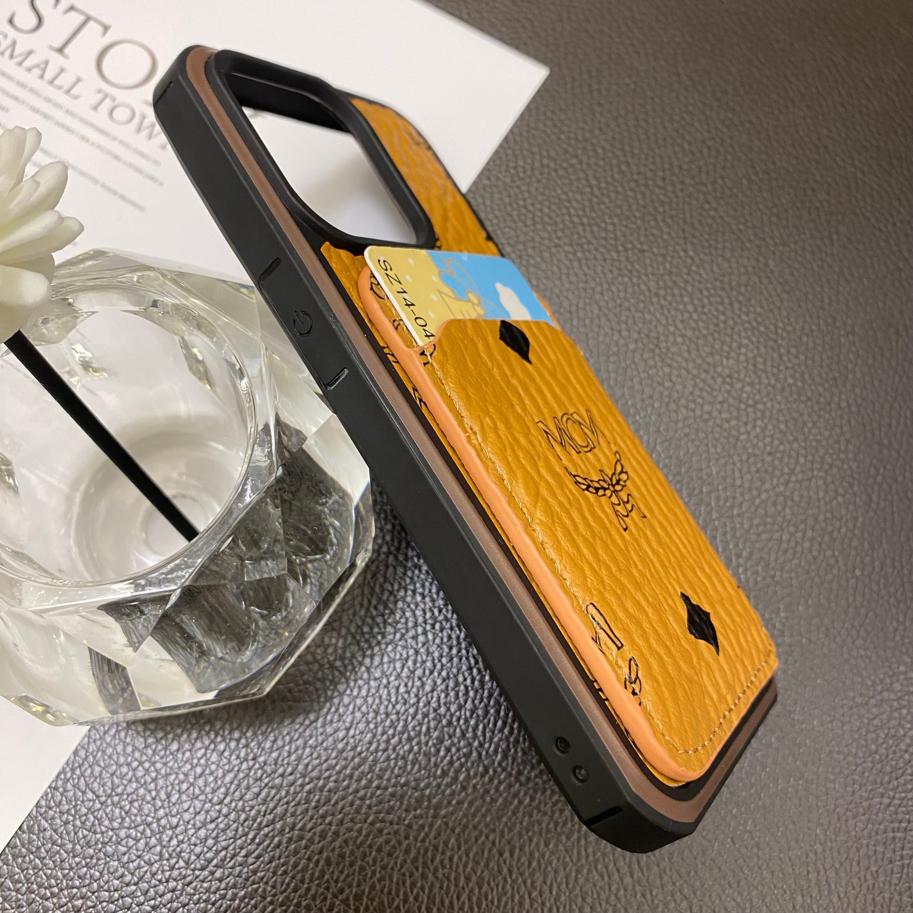 MCM iPhone Case With Card Holder  Yellow-MCK240603 - Bestocase
