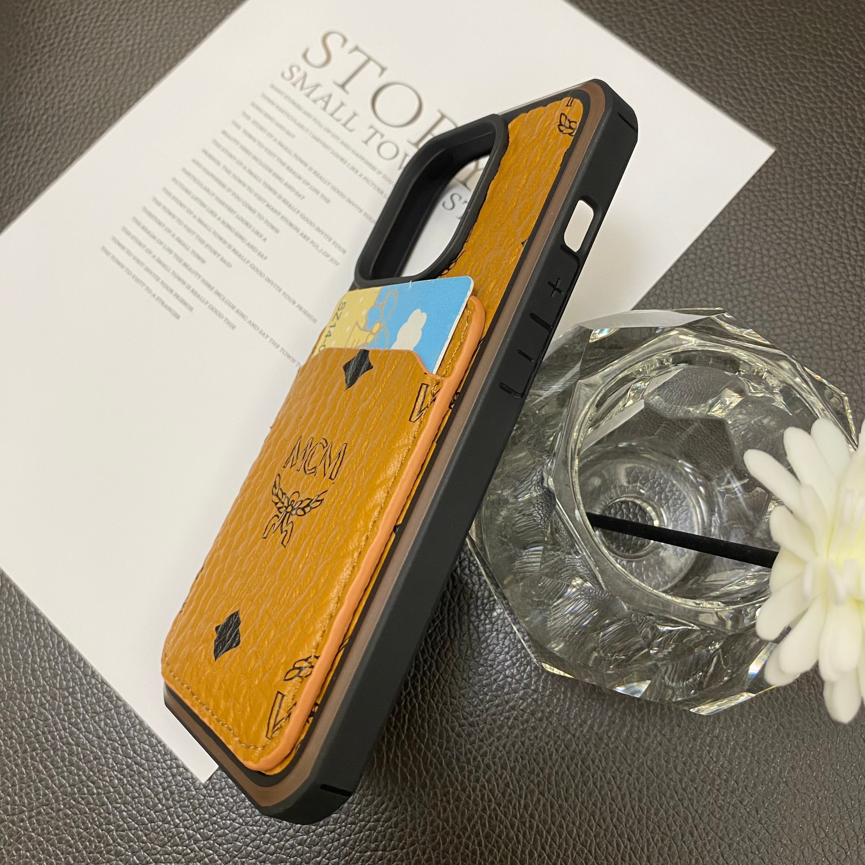 MCM iPhone Case With Card Holder  Yellow-MCK240603 - Bestocase