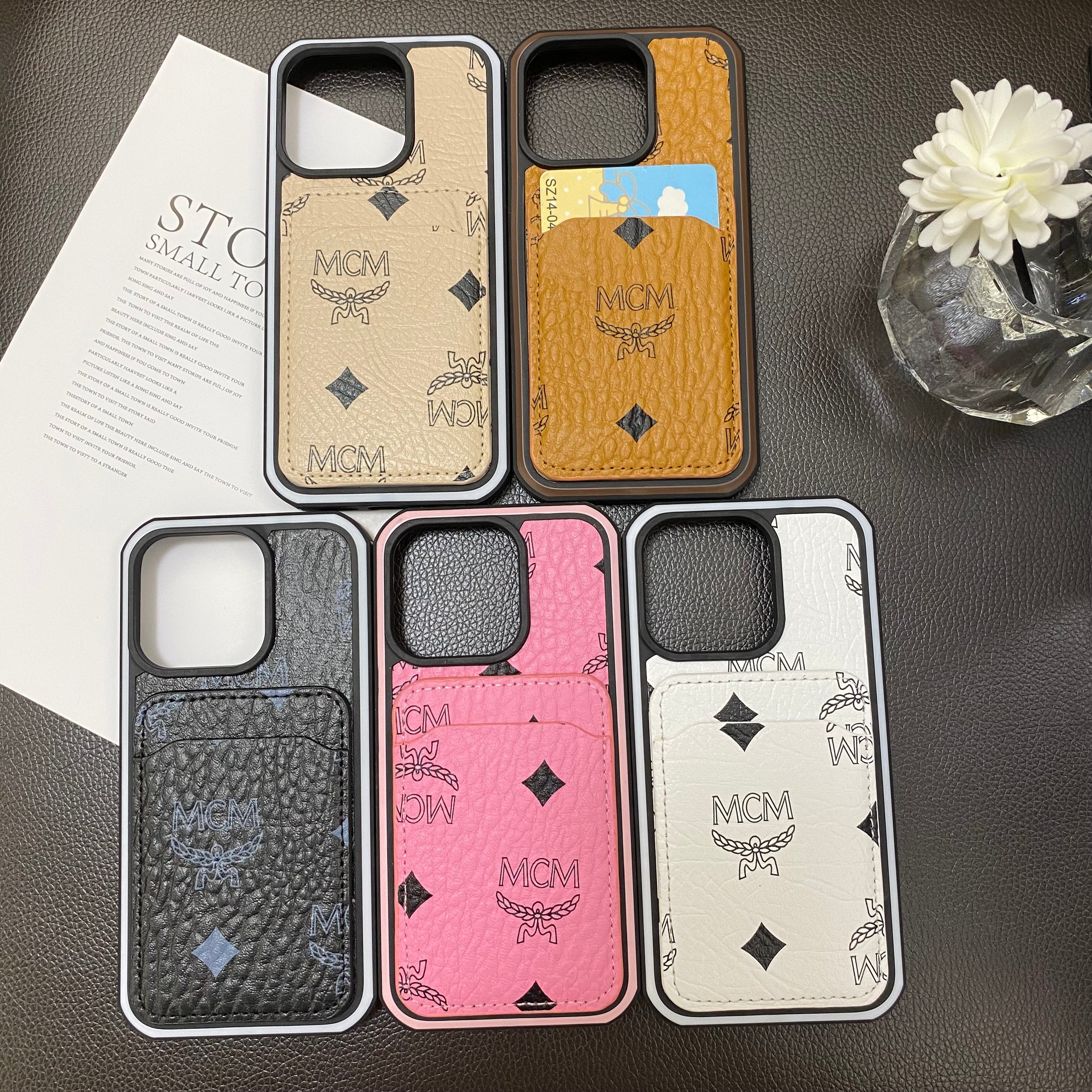MCM iPhone Case With Card Holder  Yellow-MCK240603 - Bestocase