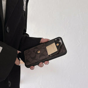 Coach iPhone Case With Card Holder And Strap Dark Brown -SJ240513 - Bestocase