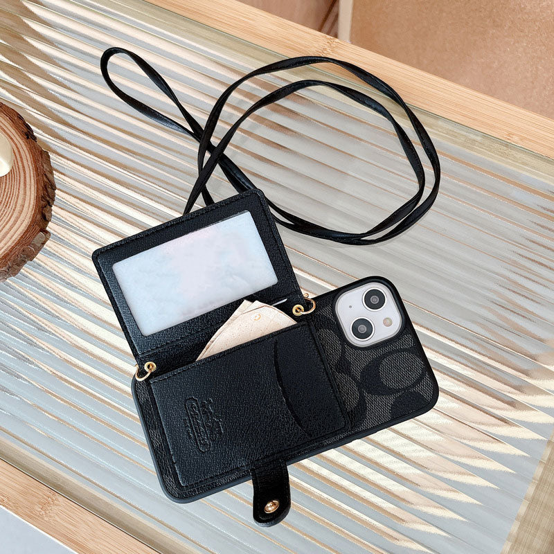 Coach iPhone Case With Wallet And Crossbody Strap Black -XK240402 - Bestocase