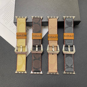 Leather Coach Apple Watch Band Black-YHK244221710 - Bestocase
