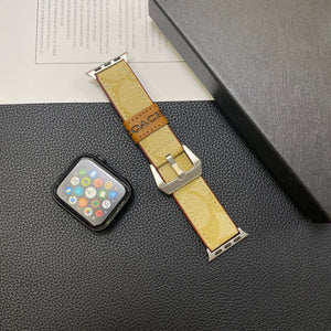Leather Coach Apple Watch Band Coffee-YHK244221710 - Bestocase