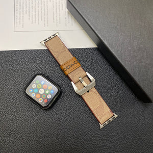 Leather Coach Apple Watch Band Light Brown-YHK244221710 - Bestocase
