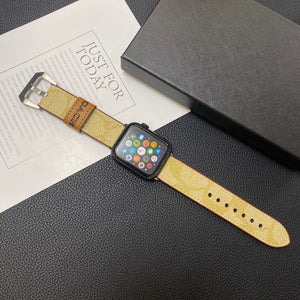 Leather Coach Apple Watch Band Coffee-YHK244221710 - Bestocase