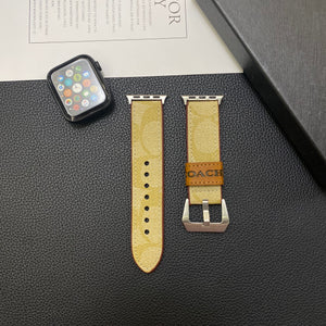 Leather Coach Apple Watch Band Coffee-YHK244221710 - Bestocase