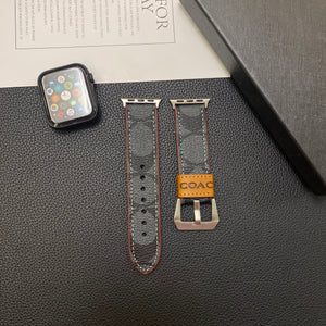 Leather Coach Apple Watch Band Black-YHK244221710 - Bestocase