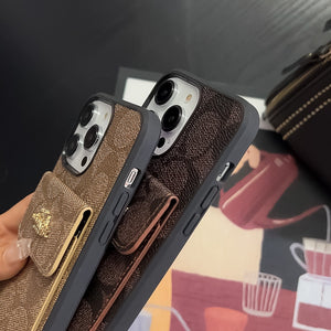 Coach iPhone Case With Card Holder Wallet Dark Brown  -SZK240425 - Bestocase