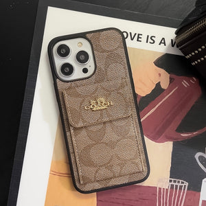 Coach iPhone Case With Card Holder Wallet Light Brown  -SZK240425 - Bestocase