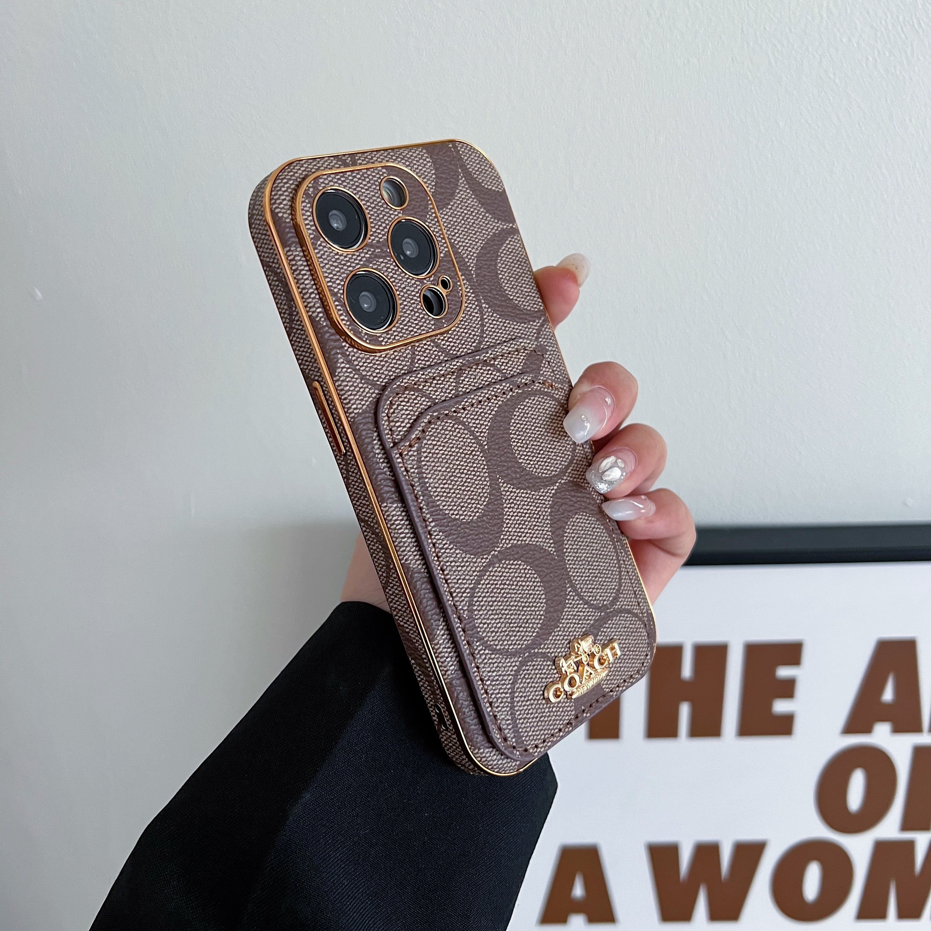 Coach iPhone Case With Card Holder  Coffee  -KB241651 - Bestocase