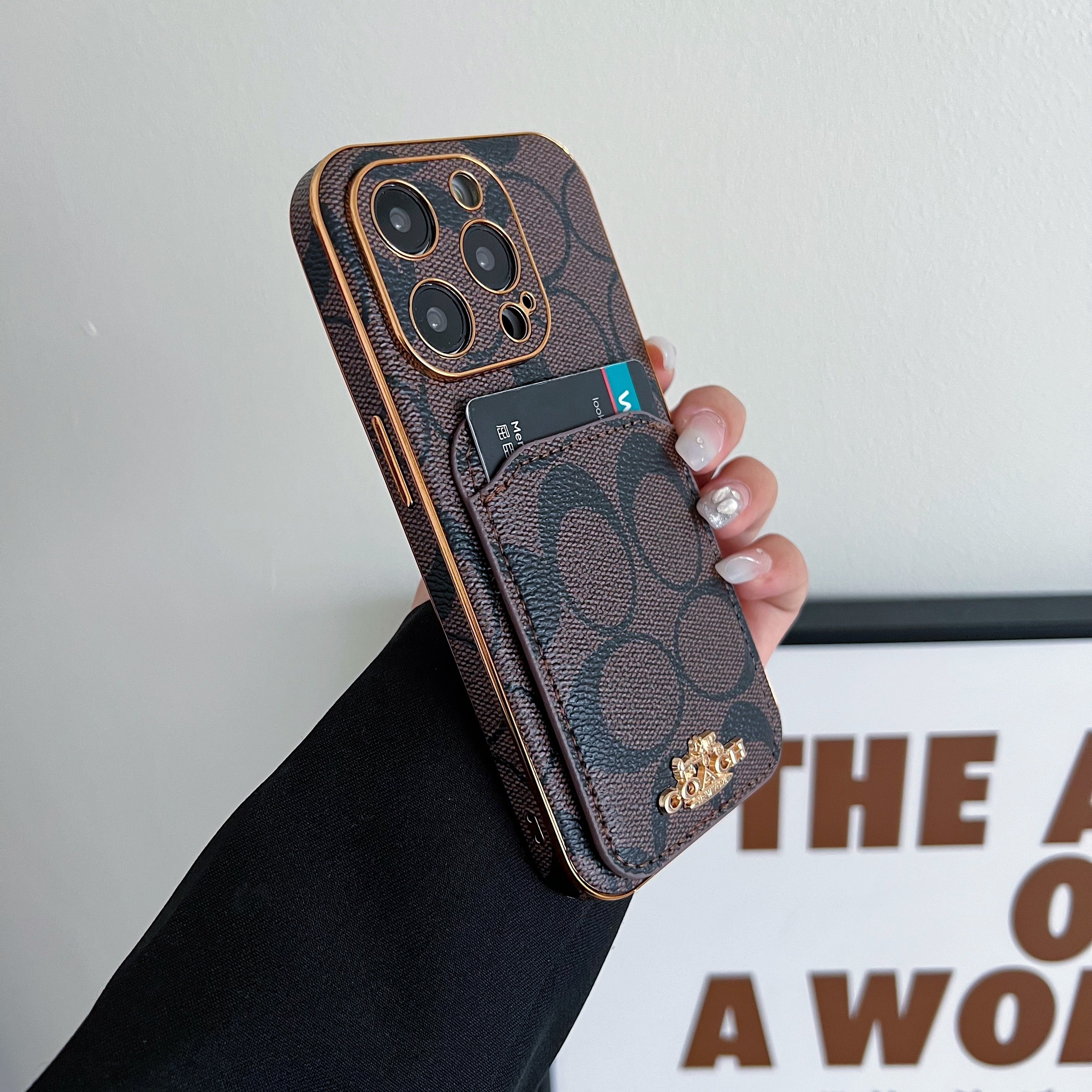 Coach iPhone Case With Card Holder Brown  -KB241651 - Bestocase