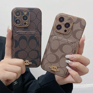 Coach iPhone Case With Card Holder  Coffee  -KB241651 - Bestocase