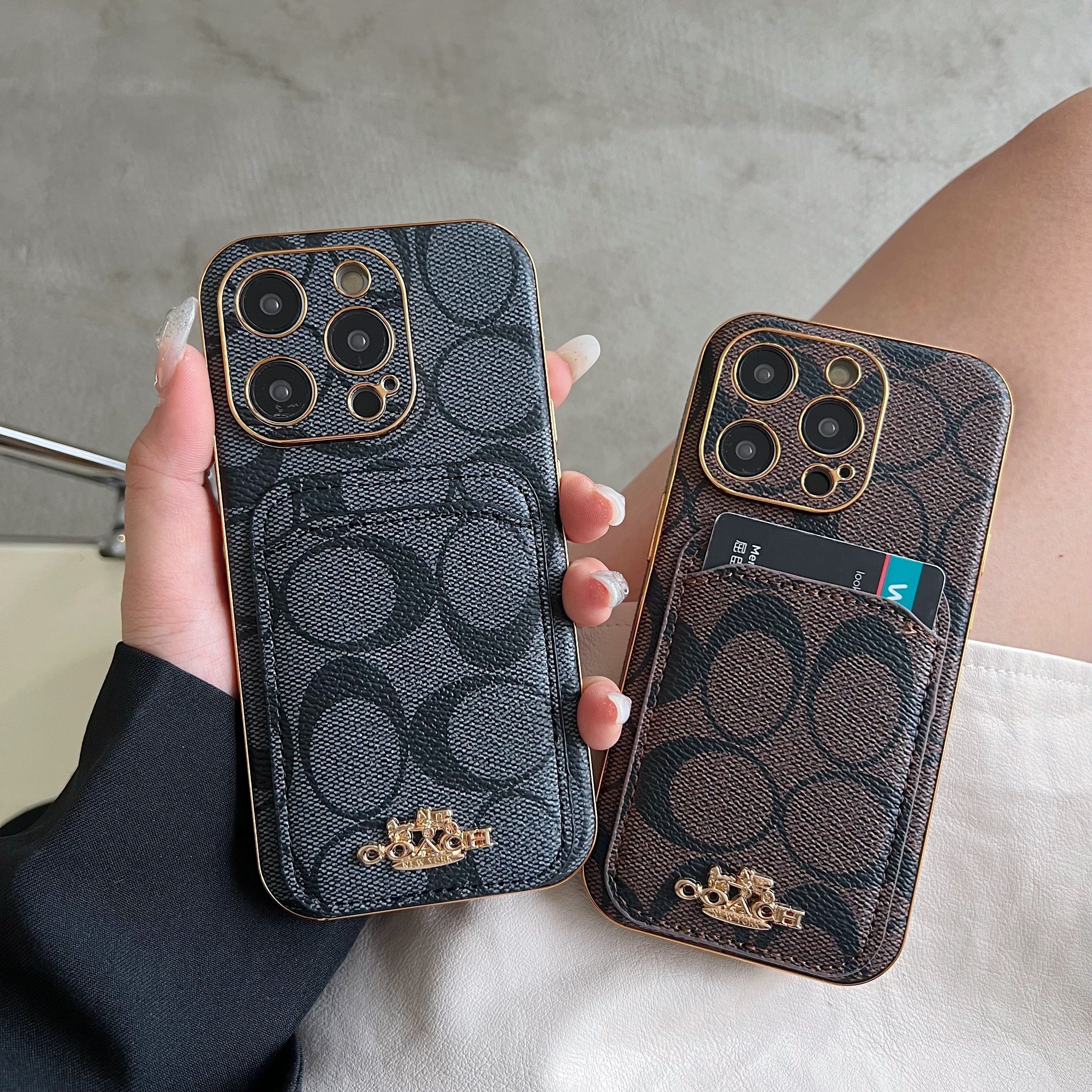 Coach iPhone Case With Card Holder Black  -KB241651 - Bestocase