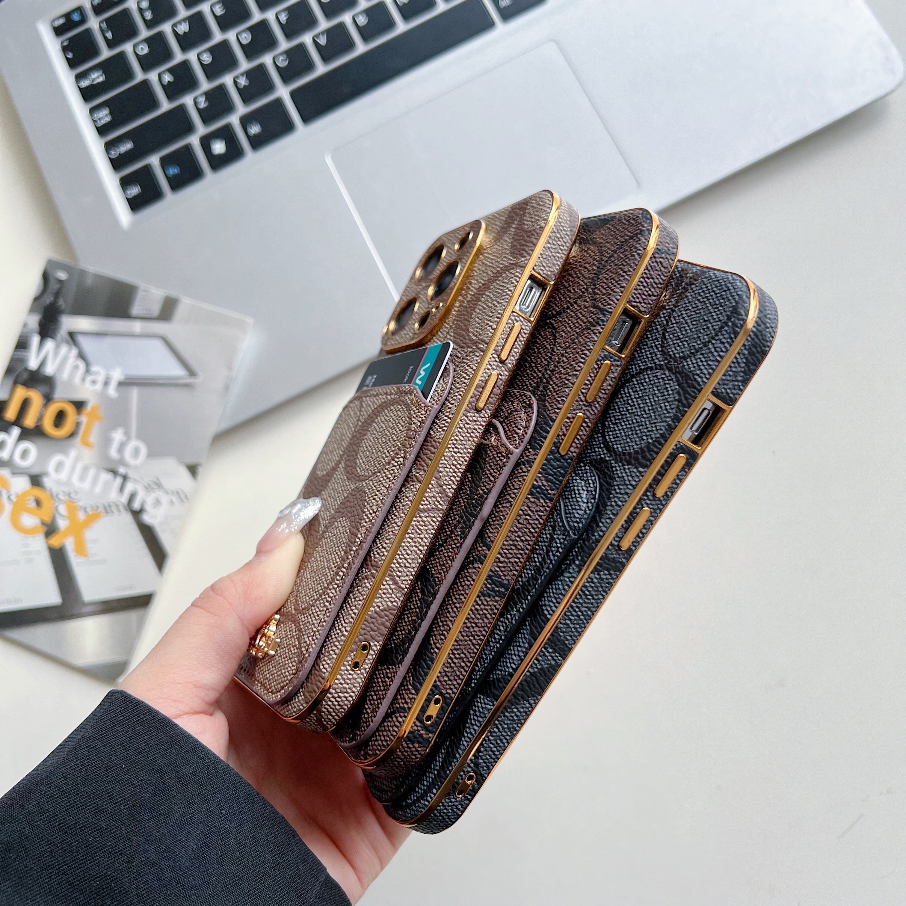 Coach iPhone Case With Card Holder  Coffee  -KB241651 - Bestocase