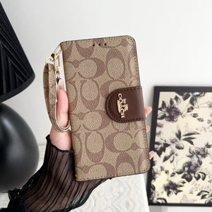 Coach iPhone Case  Leather Flip Case with Card Holder Brown-PTK241622 mysite