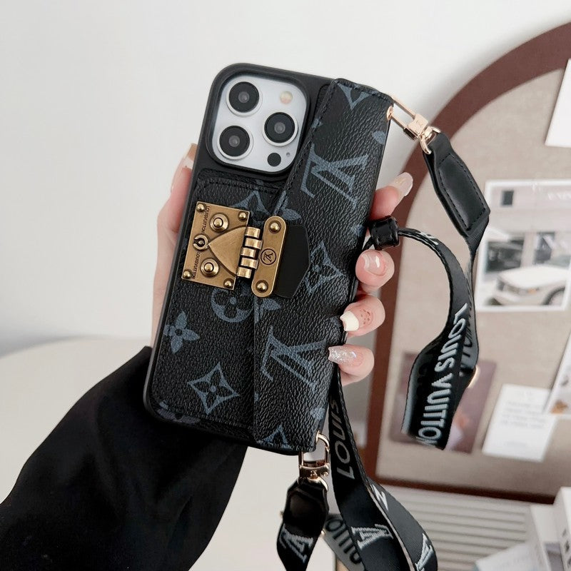Lou Lock Card Bag Crossbody Chain iPhone Case - Bestocase
