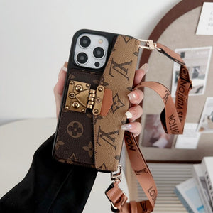 Lou Lock Card Bag Crossbody Chain iPhone Case - Bestocase