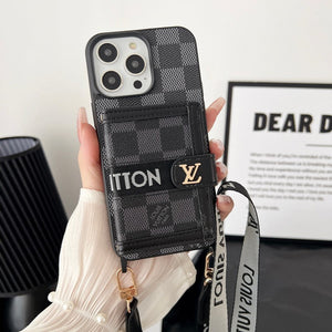 Lou Card Bag Chain Black & White iPhone Case - Bestocase