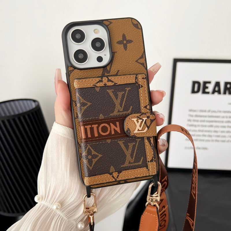 Lou Card Bag Chain Classic Brown iPhone Case - Bestocase