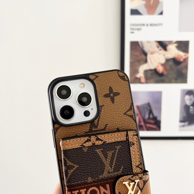 Lou Card Bag Chain Classic Brown iPhone Case - Bestocase