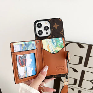 Lou Card Bag Chain Classic Brown iPhone Case - Bestocase