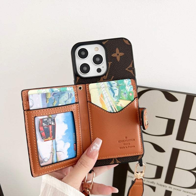 Lou Card Bag Chain Classic Brown iPhone Case - Bestocase