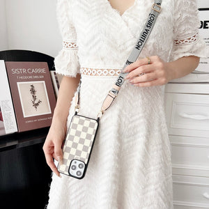 Lou Black & White Crossbody iPhone Case - Bestocase