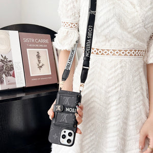 Lou Card Bag Chain Black & White iPhone Case - Bestocase