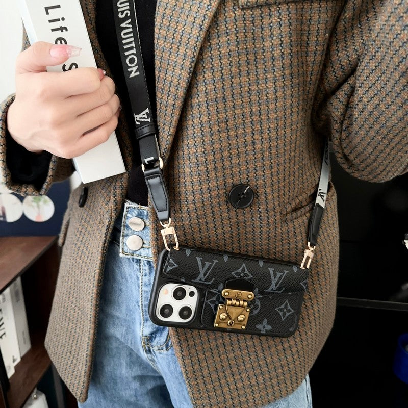 Lou Lock Card Bag Crossbody Chain iPhone Case - Bestocase
