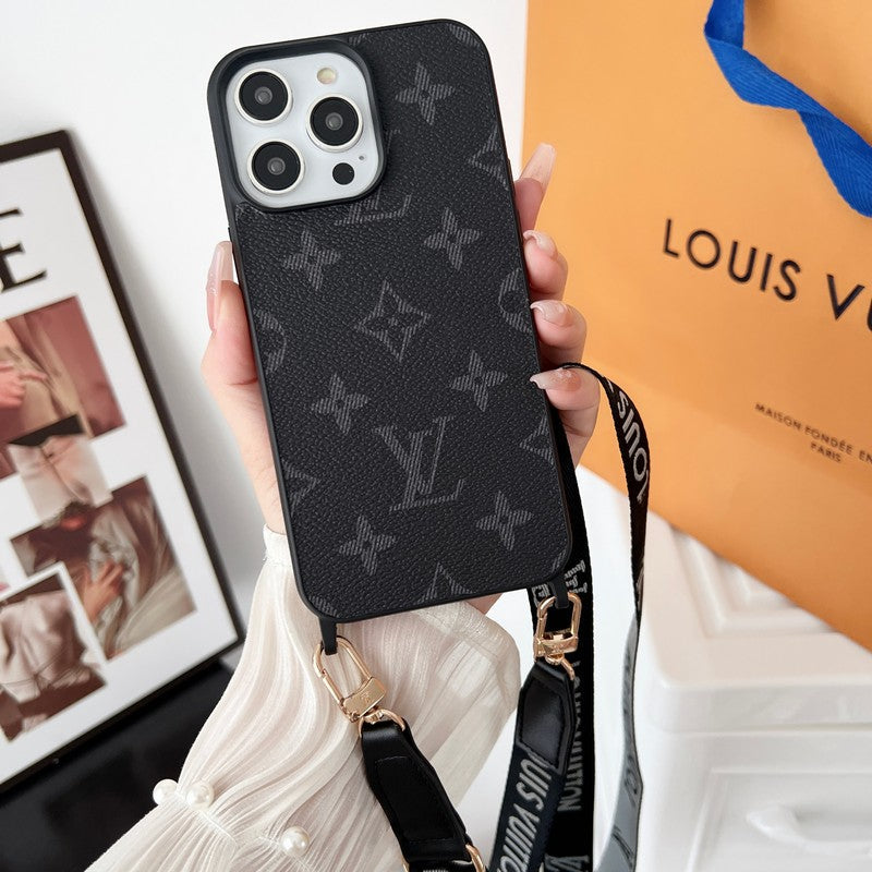 Lou Black & White Crossbody iPhone Case - Bestocase