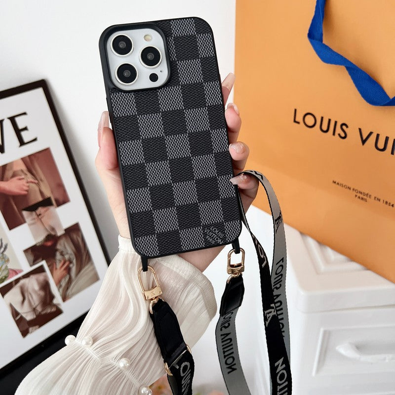 Lou Black & White Crossbody iPhone Case - Bestocase