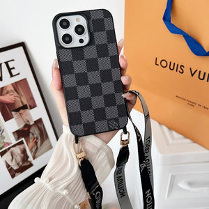 Lou Black & White Crossbody iPhone Case - Bestocase