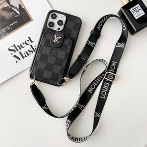Lou Black & White Crossbody Card Bag iPhone Case - Bestocase