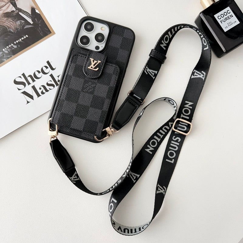 Lou Black & White Crossbody Card Bag iPhone Case - Bestocase